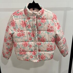 Janie and Jack Pink Floral Puffer Jacket